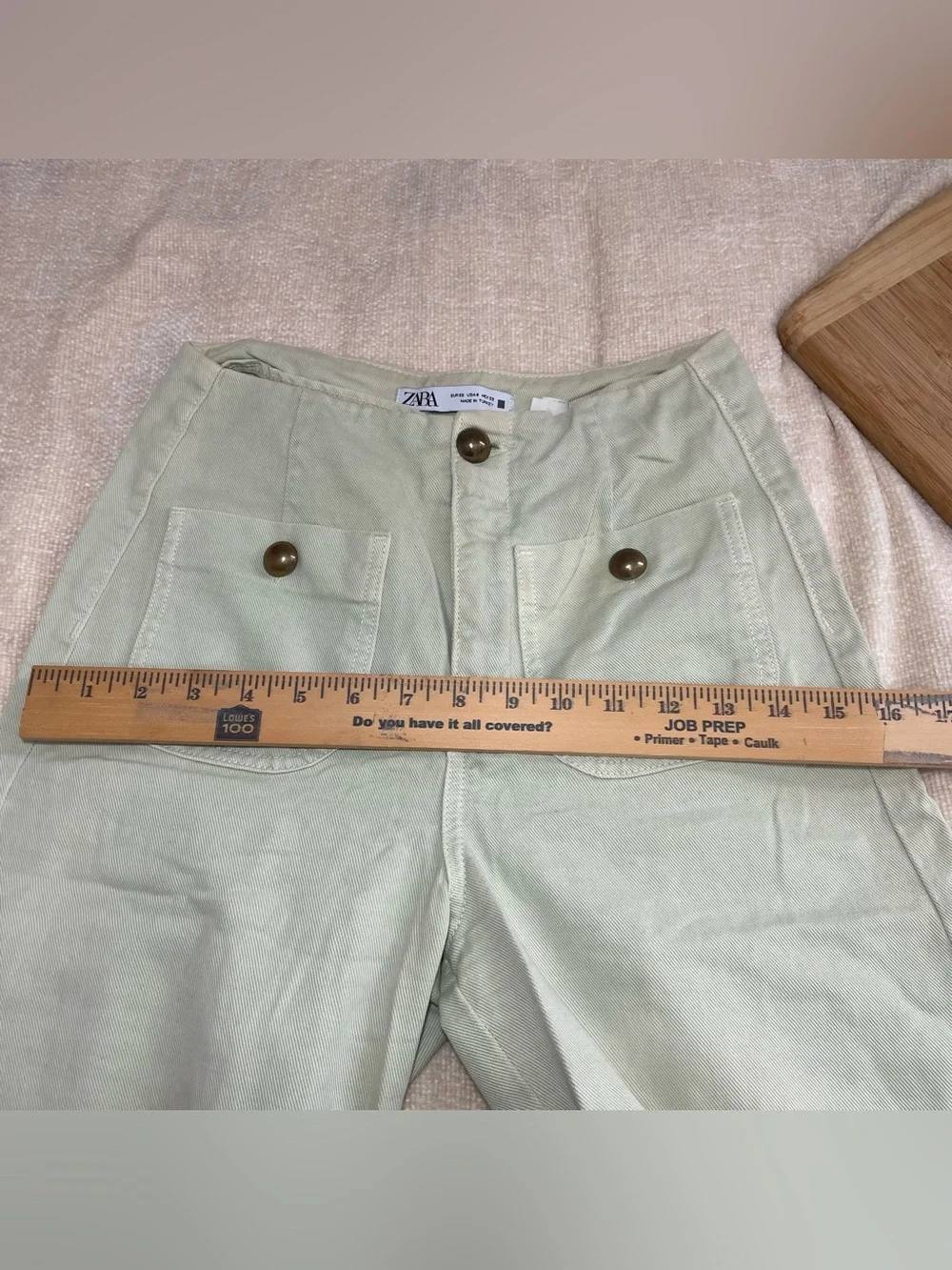 Zara Woman Mint Green Wide-Leg Jeans Front Patch pockets size 2 100% cotton - Picture 12 of 12